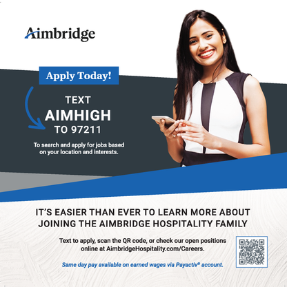 Aimbridge Text to Apply Flyer & Window Cling
